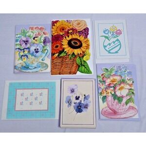 VTG Mixed Lot FLORAL Die Cut Blank Greeting Cards w/ Envelopes NOS